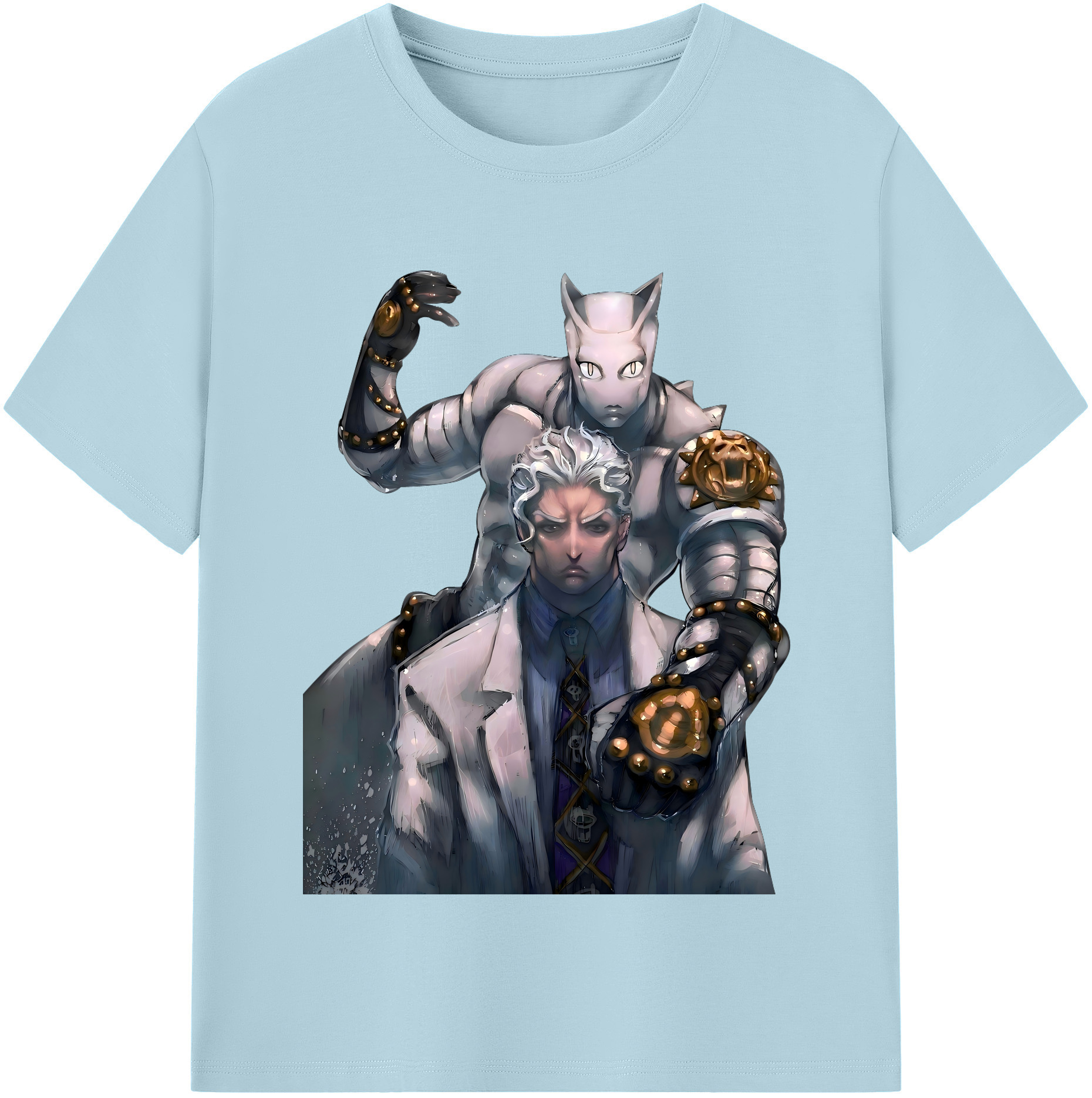 （画像用） ジョジョの奇妙な冒険 きら よしかげ JoJo's Bizarre Adventure Kira Yoshikage 綿100％半袖Tシャツ（フロントプリント）